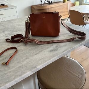Lo & Sons Brown Leather Crossbody Bag with Adjustable Strap